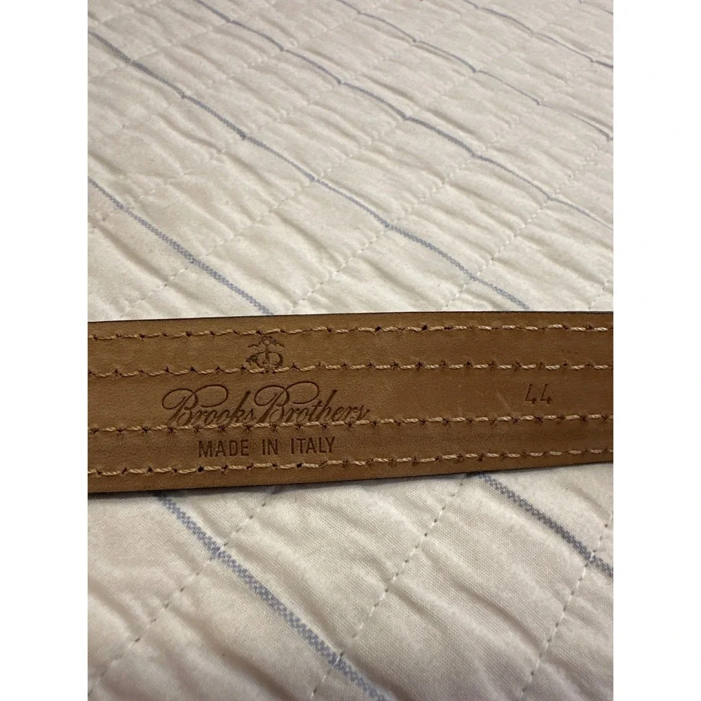 Brooks Brothers Mens Black Leather Dress Belt Made in Italy Solid Brass Size 44